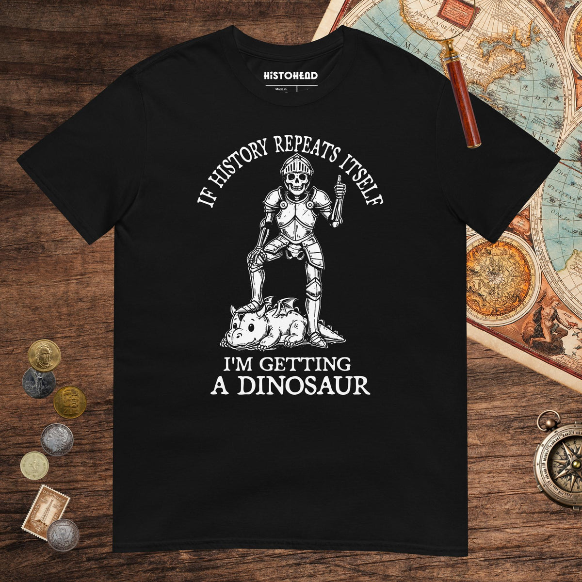 Black I'm Getting a Dinosaur Tee - history buff gift by HistoHead