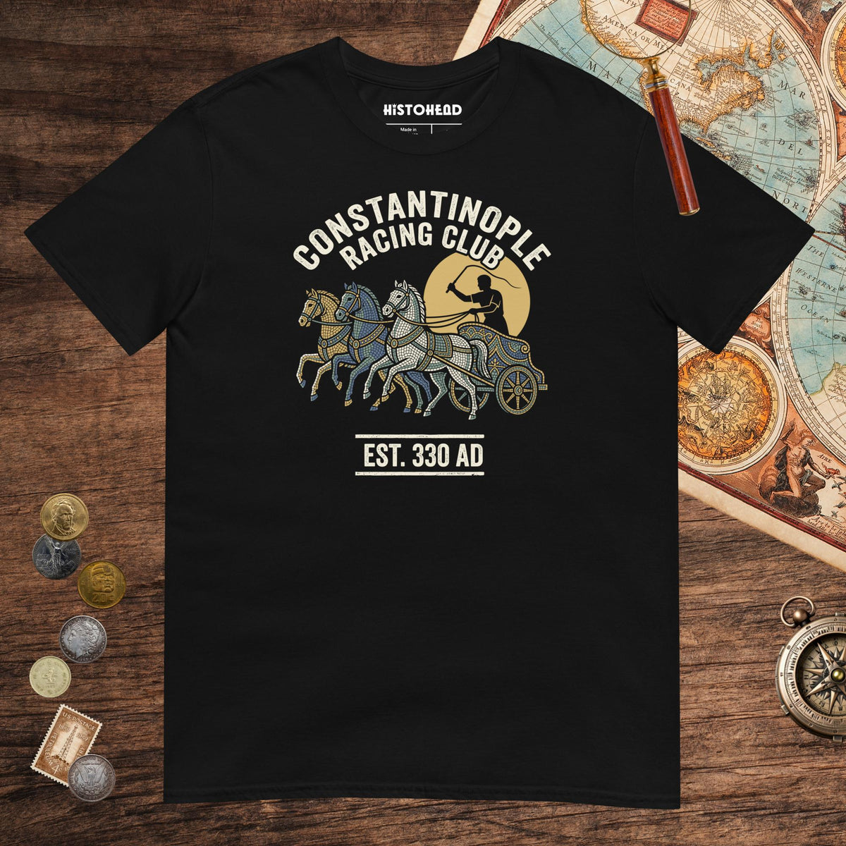 Black Constantinople Racing Club Tee - history buff gift by HistoHead