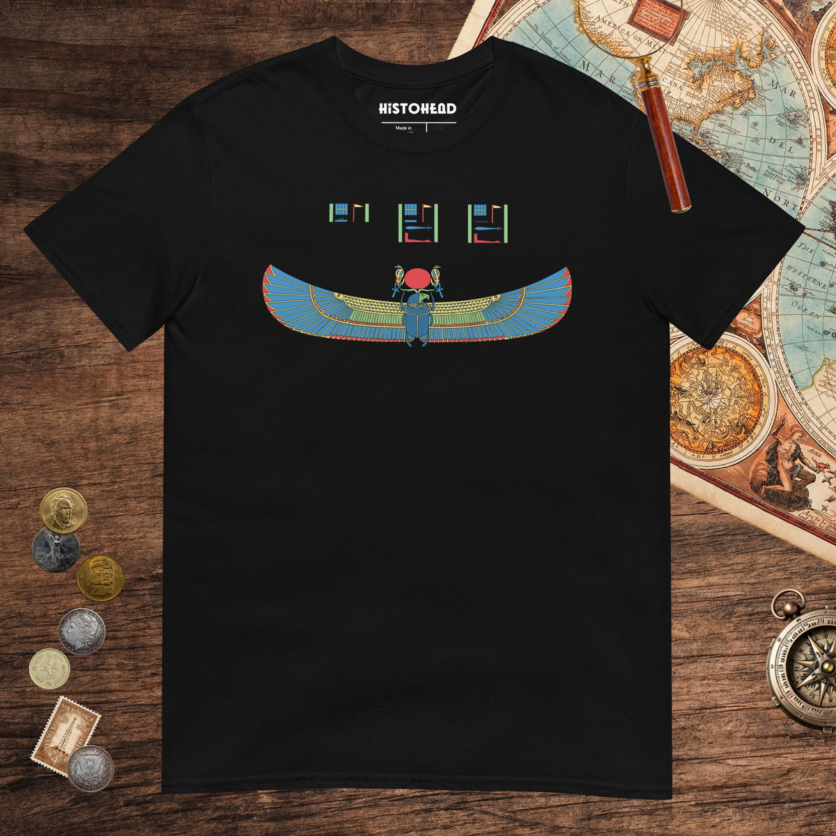 Black Khnum Hieroglyphs Tee - history buff gift by HistoHead