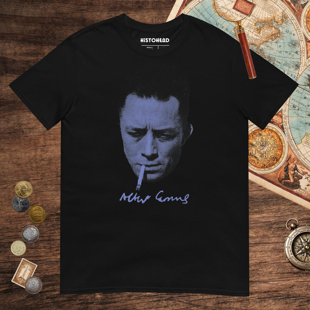 Black Albert Camus Tee - history buff gift by HistoHead