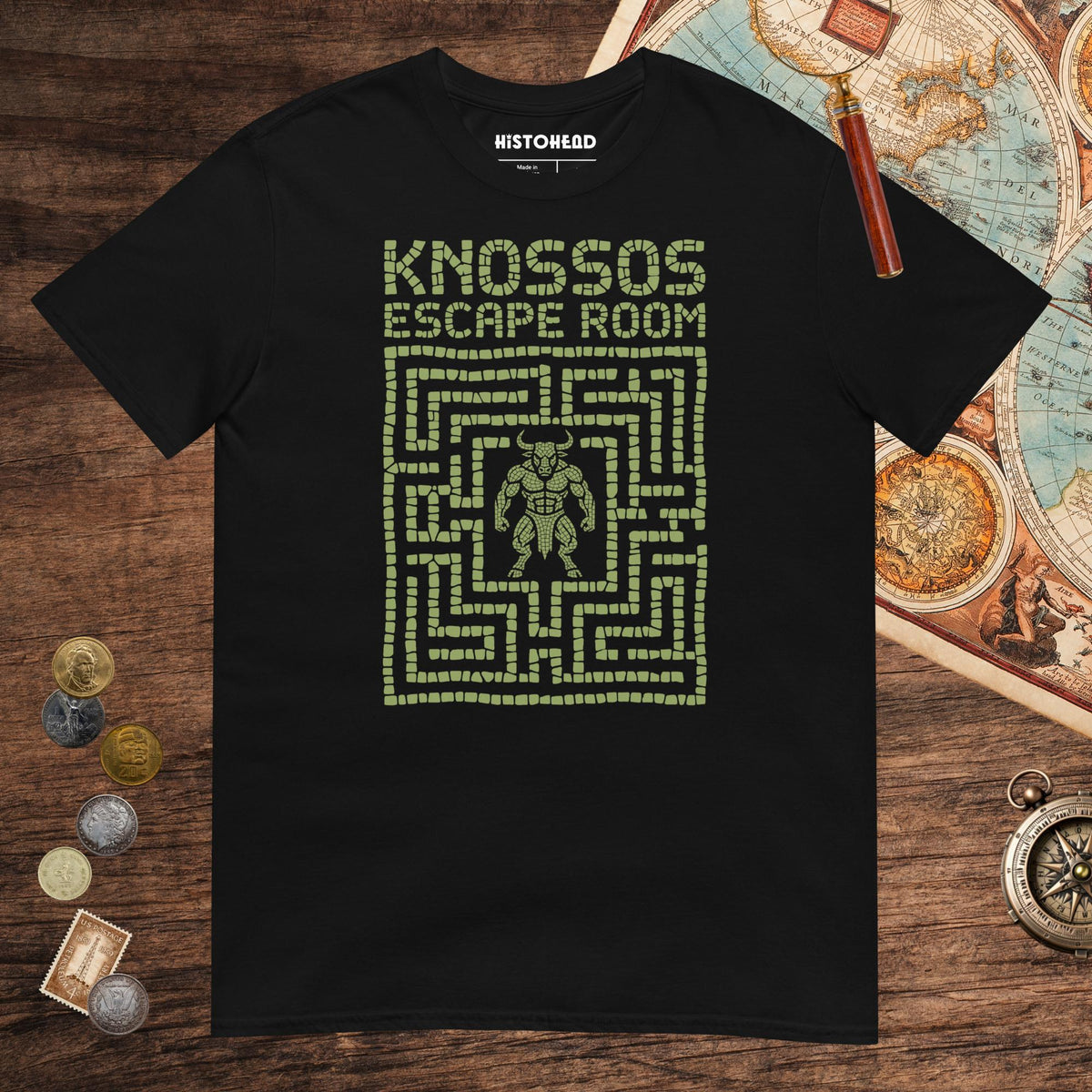 Black Knossos Escape Room Tee - history buff gift by HistoHead
