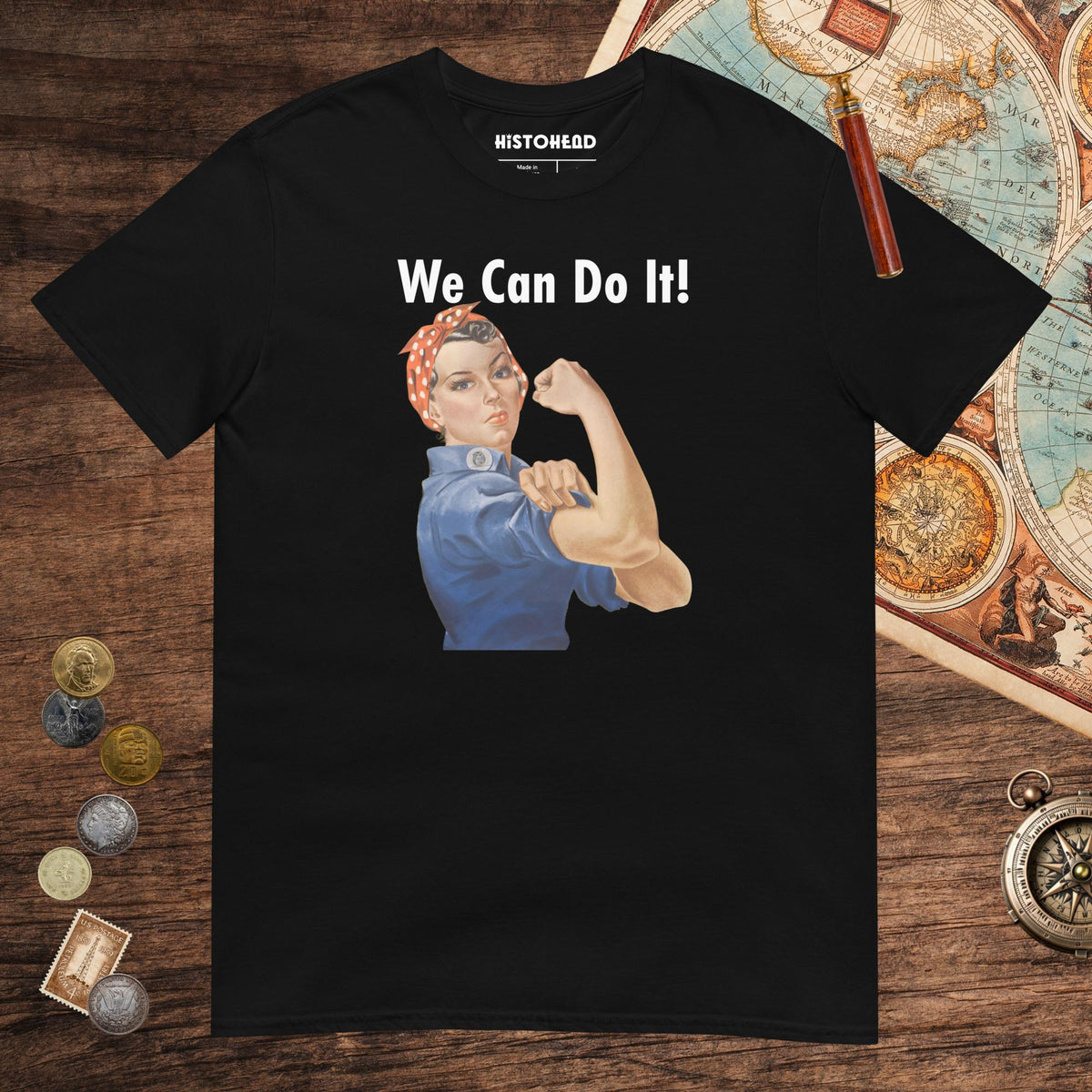 Black Rosie We Can Do It Tee - history buff gift by HistoHead