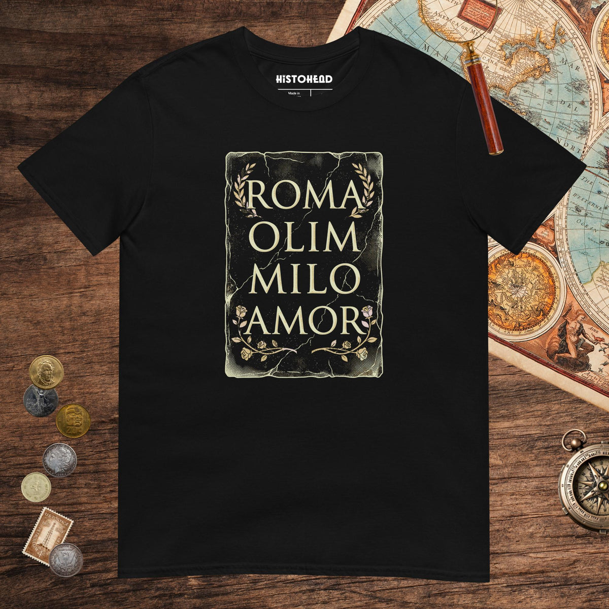 Black Roma Amor Tee - history buff gift by HistoHead