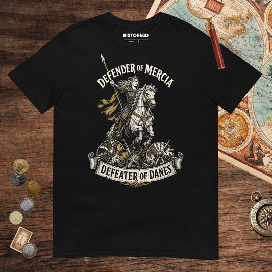 Black Æthelflæd Defender of Mercia Tee - history buff gift by HistoHead