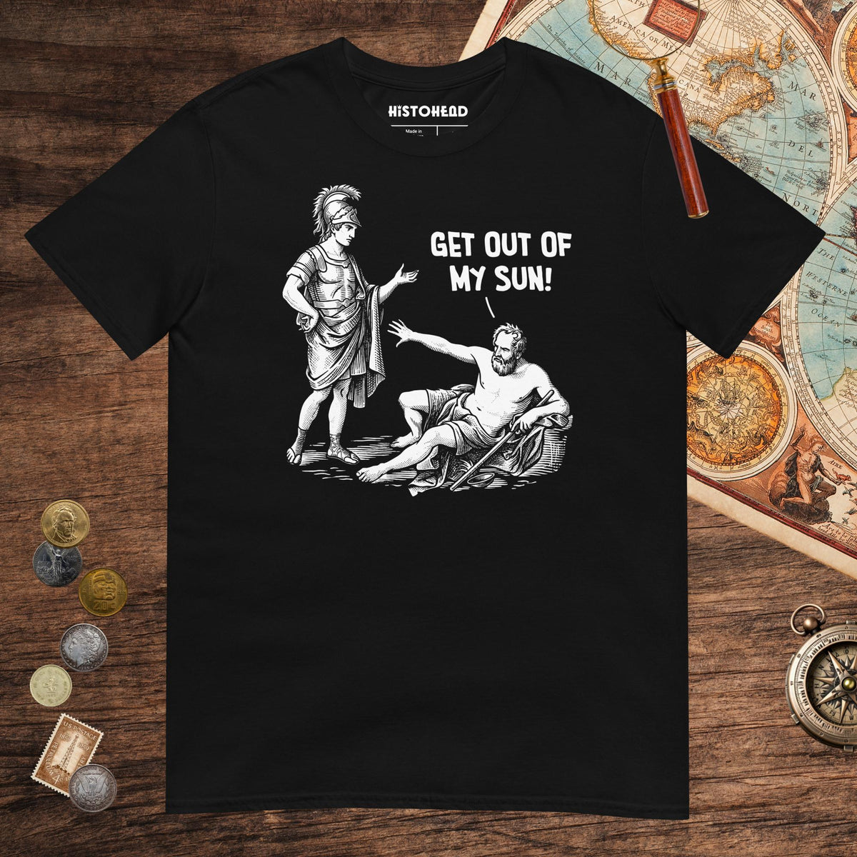Black Diogenes: Get Out of My Sun Tee - history buff gift by HistoHead