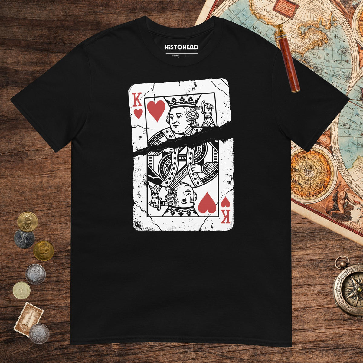 Black Louis XVI Playing Card Tee - history buff gift by HistoHead