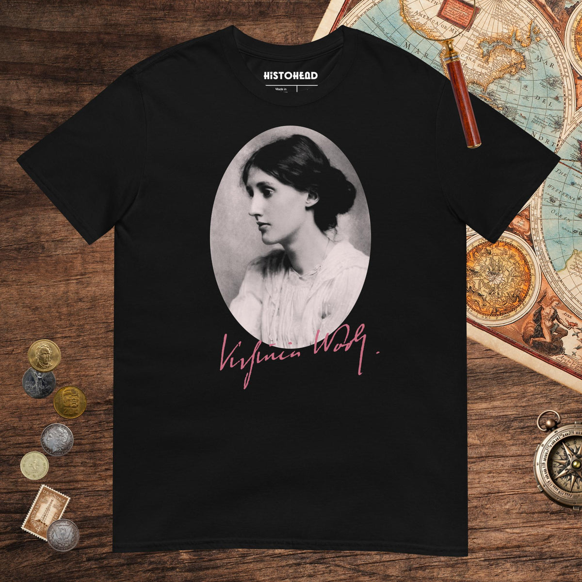 Black Virginia Woolf Tee - history buff gift by HistoHead