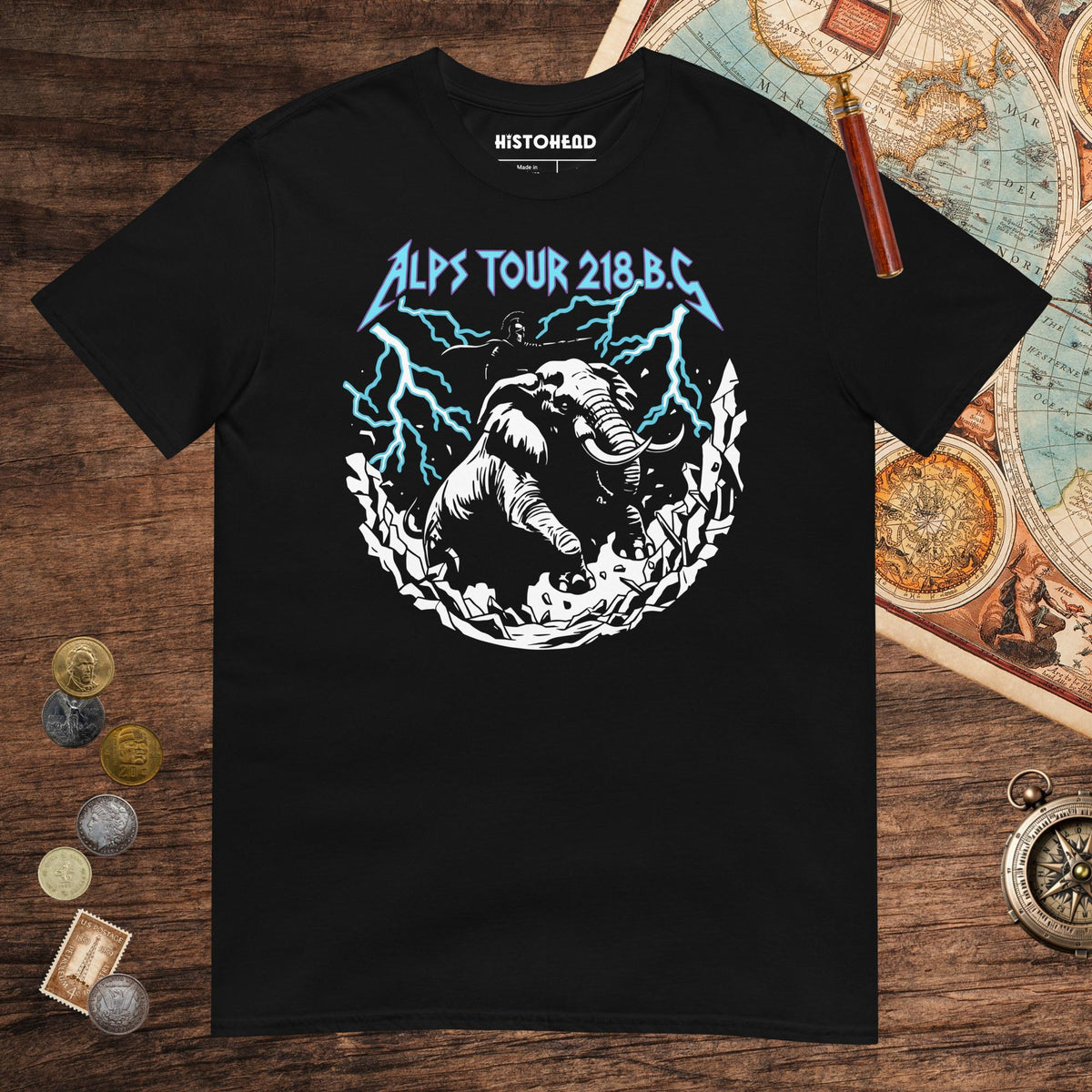 Black Hannibal Alps Tour Tee - history buff gift by HistoHead