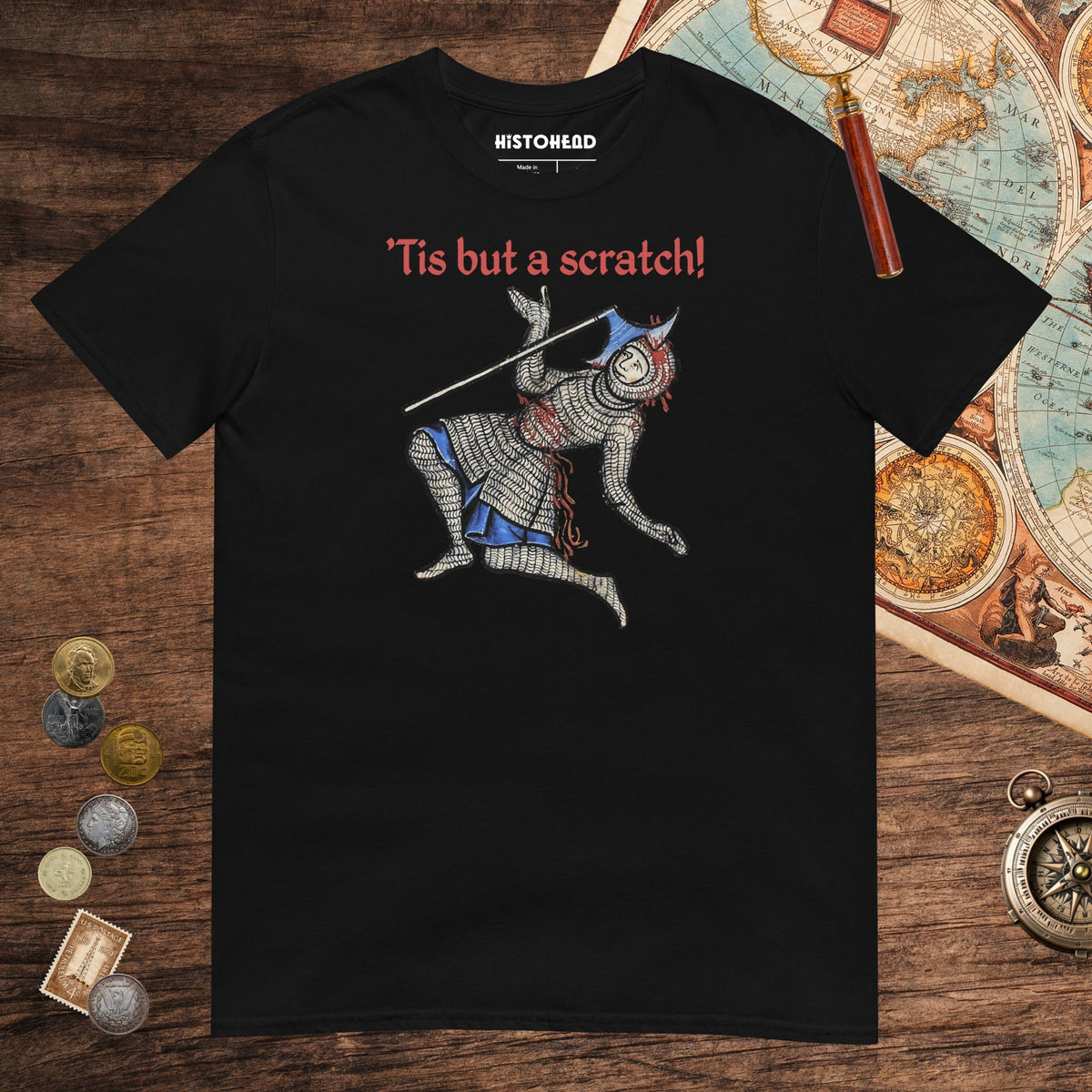 Black Tis But A Scratch Tee - history buff gift by HistoHead