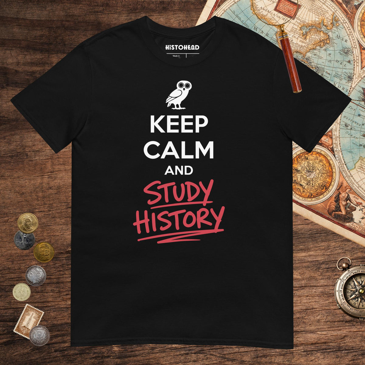 Black Keep Calm and Study History Tee - history buff gift by HistoHead