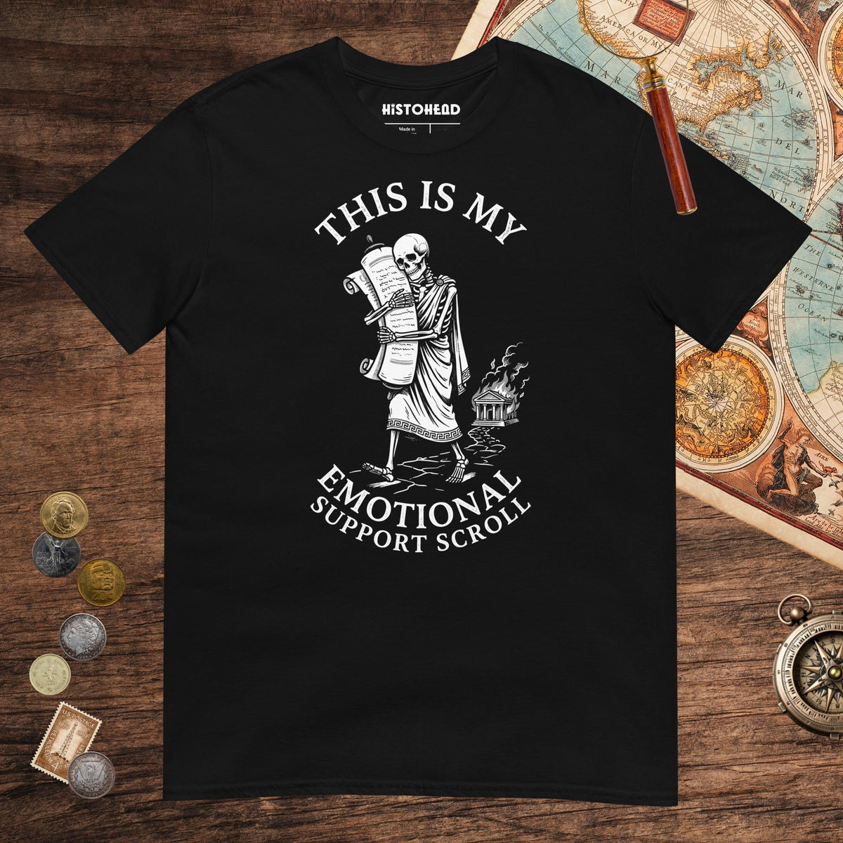 Black Emotional Support Scroll Tee - history buff gift by HistoHead