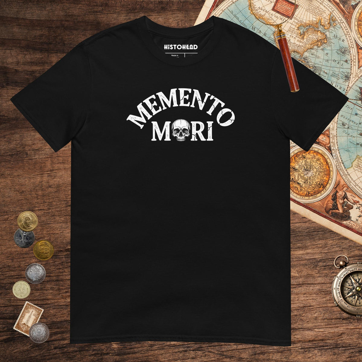 Black Memento Mori Tee - history buff gift by HistoHead