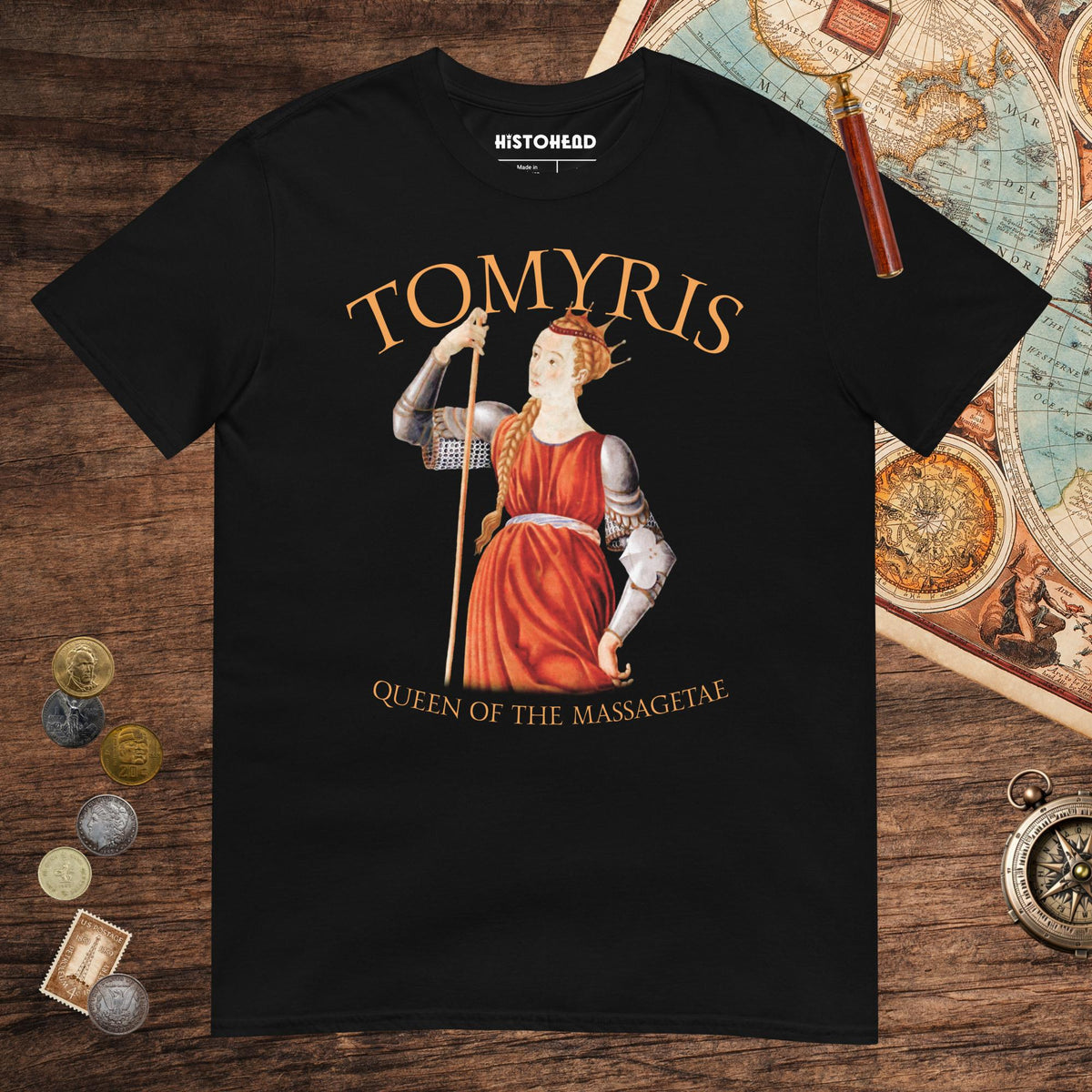 Black Tomyris Queen of the Massagetae Tee - history buff gift by HistoHead