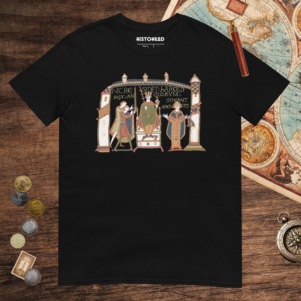 Black Here Sits Throned Harold King of the English Bayeux Tapestry Tee - history buff gift by HistoHead