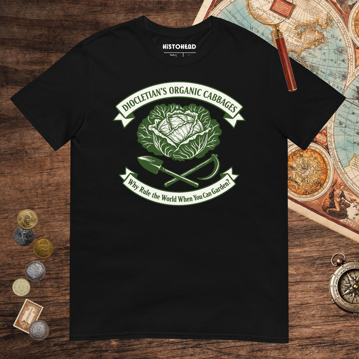 Black Diocletian's Cabbage Tee - history buff gift by HistoHead