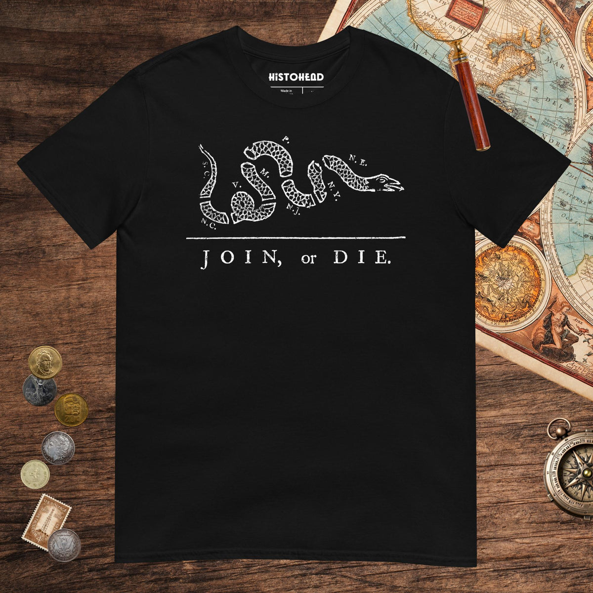 Black Join Or Die Tee - history buff gift by HistoHead