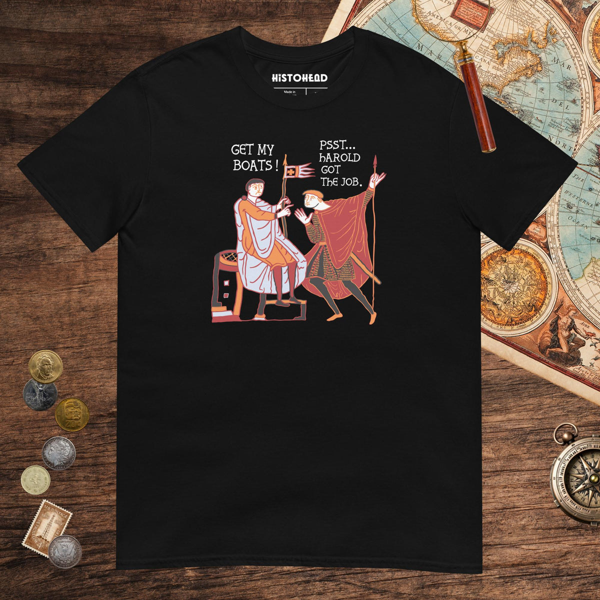 Black Bayeux Tapestry Harold Got the Job Tee - history buff gift by HistoHead