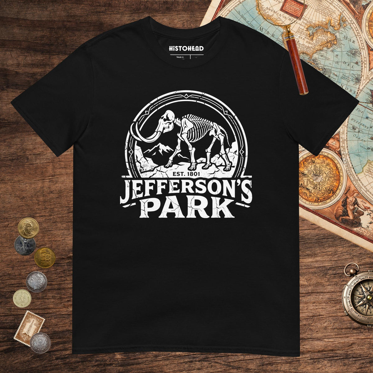Black Jefferson's Park Tee - history buff gift by HistoHead