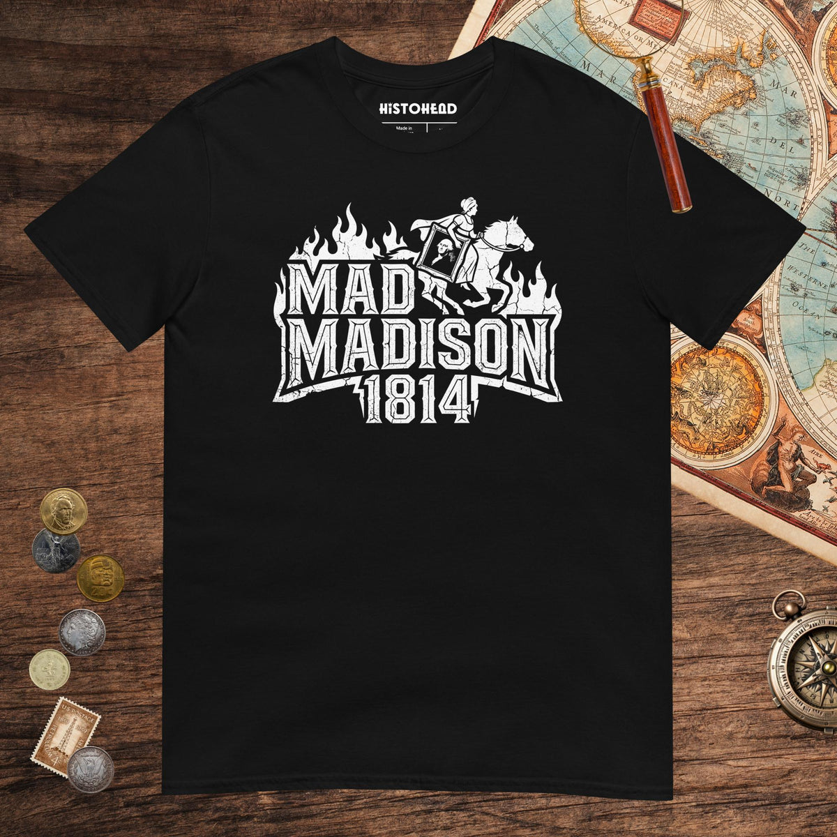 Black Mad Madison Tee - history buff gift by HistoHead