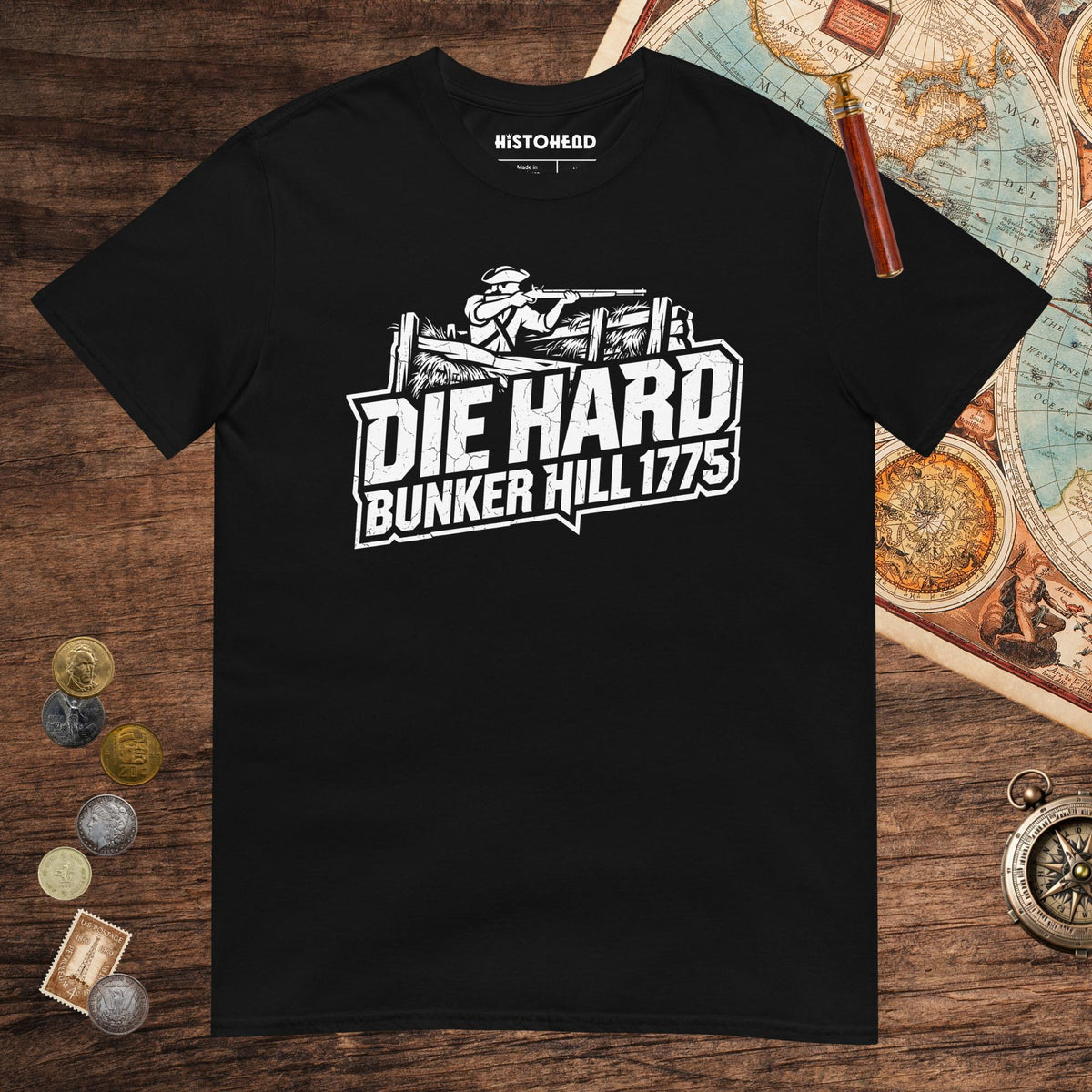 Black Die Hard Bunker Hill 1775 Tee - history buff gift by HistoHead