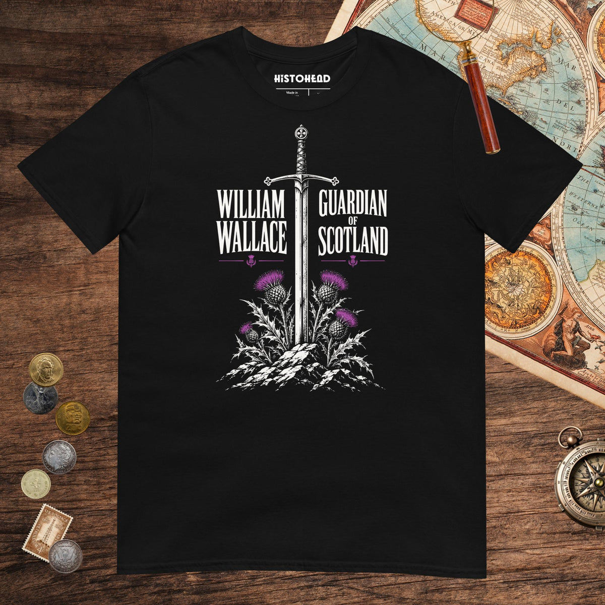 Black William Wallace Tee - history buff gift by HistoHead