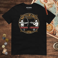 Black Battle of Crécy Longbow vs Crossbow Tee - history buff gift by HistoHead