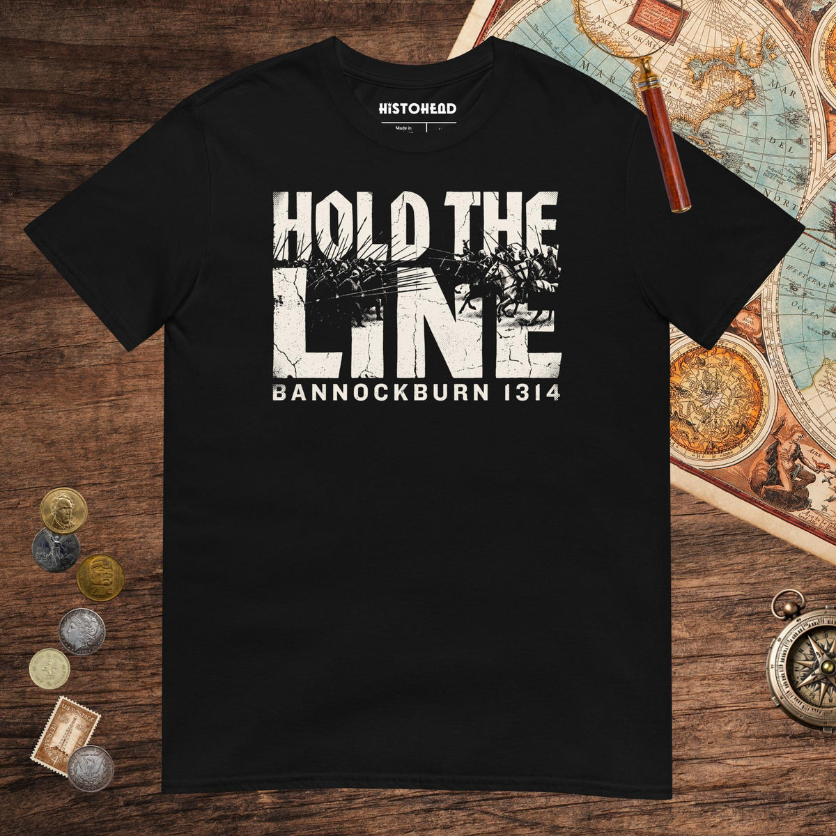 Black Hold The Line Bannockburn 1314 Tee - history buff gift by HistoHead