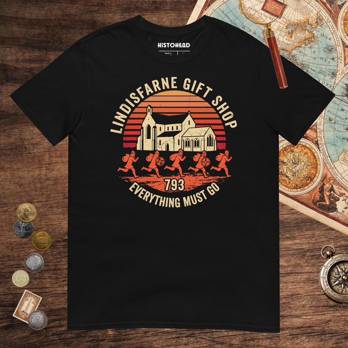 Black Lindisfarne Gift Shop 793 Tee - history buff gift by HistoHead
