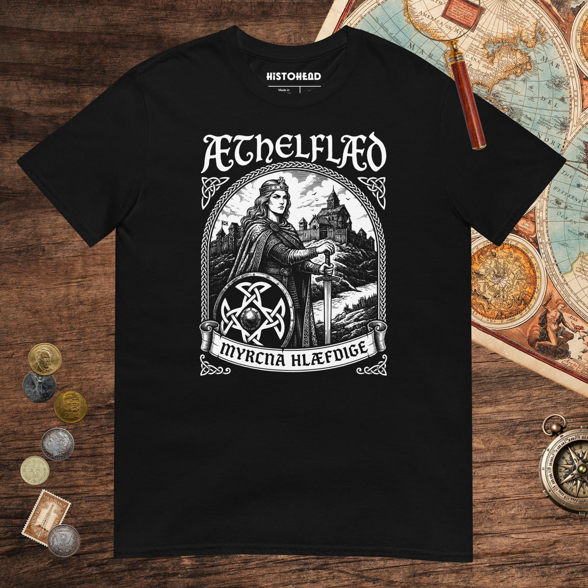 Black Aethelflaed Lady of the Mercians Old English Tee - history buff gift by HistoHead