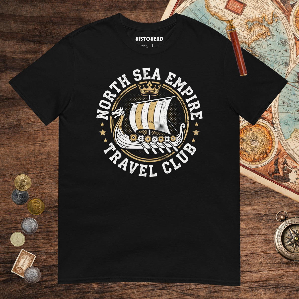 Black North Sea Empire Travel Club Tee - history buff gift by HistoHead