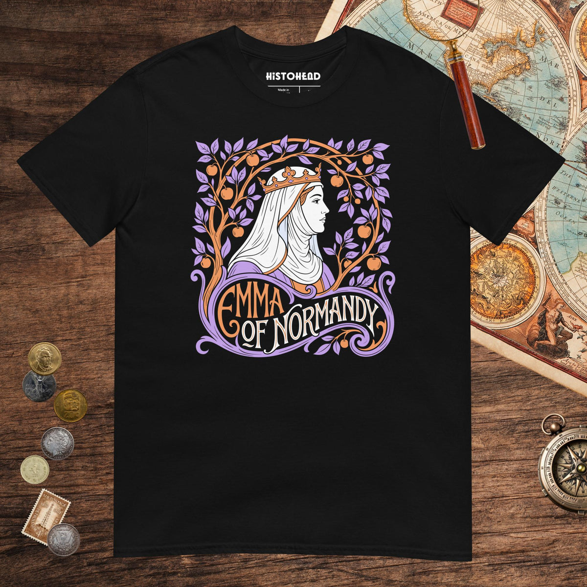 Black Emma Of Normandy Tee - history buff gift by HistoHead