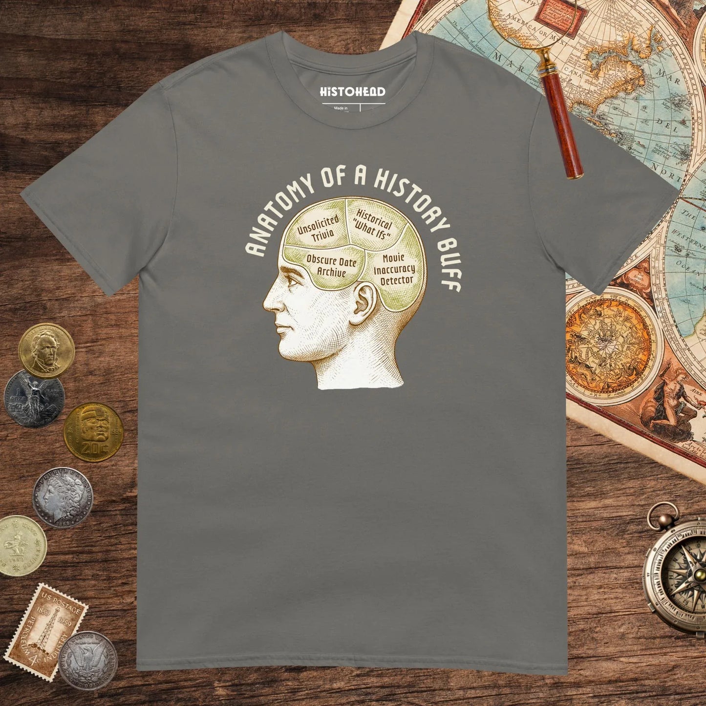 Charcoal Anatomy of a History Buff Tee - history buff gift by HistoHead
