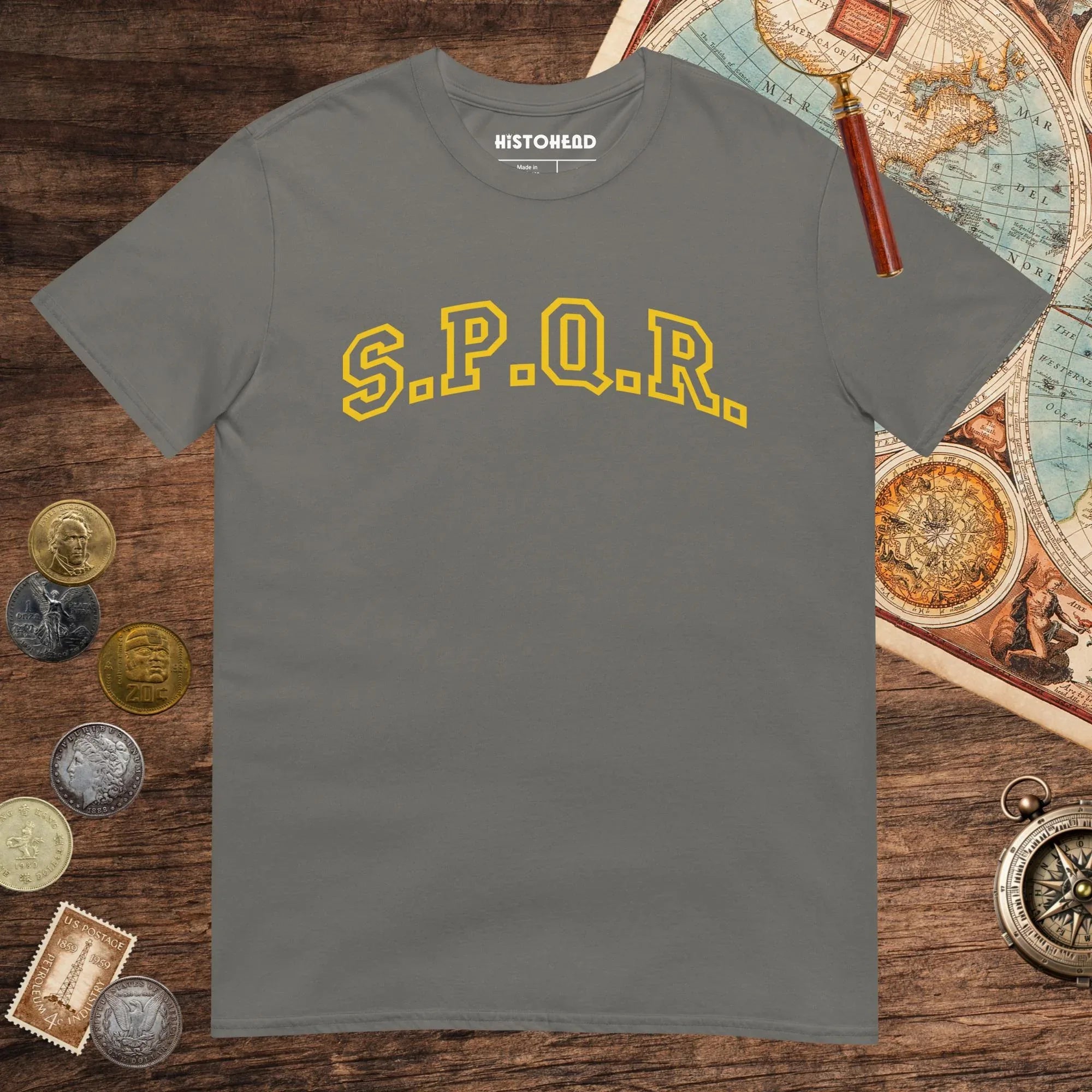 Charcoal SPQR Tee - history buff gift by HistoHead
