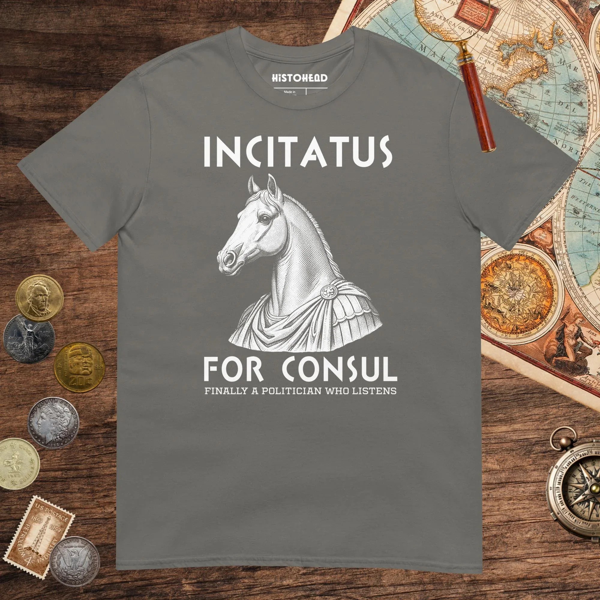 Charcoal Incitatus For Consul Tee - history buff gift by HistoHead