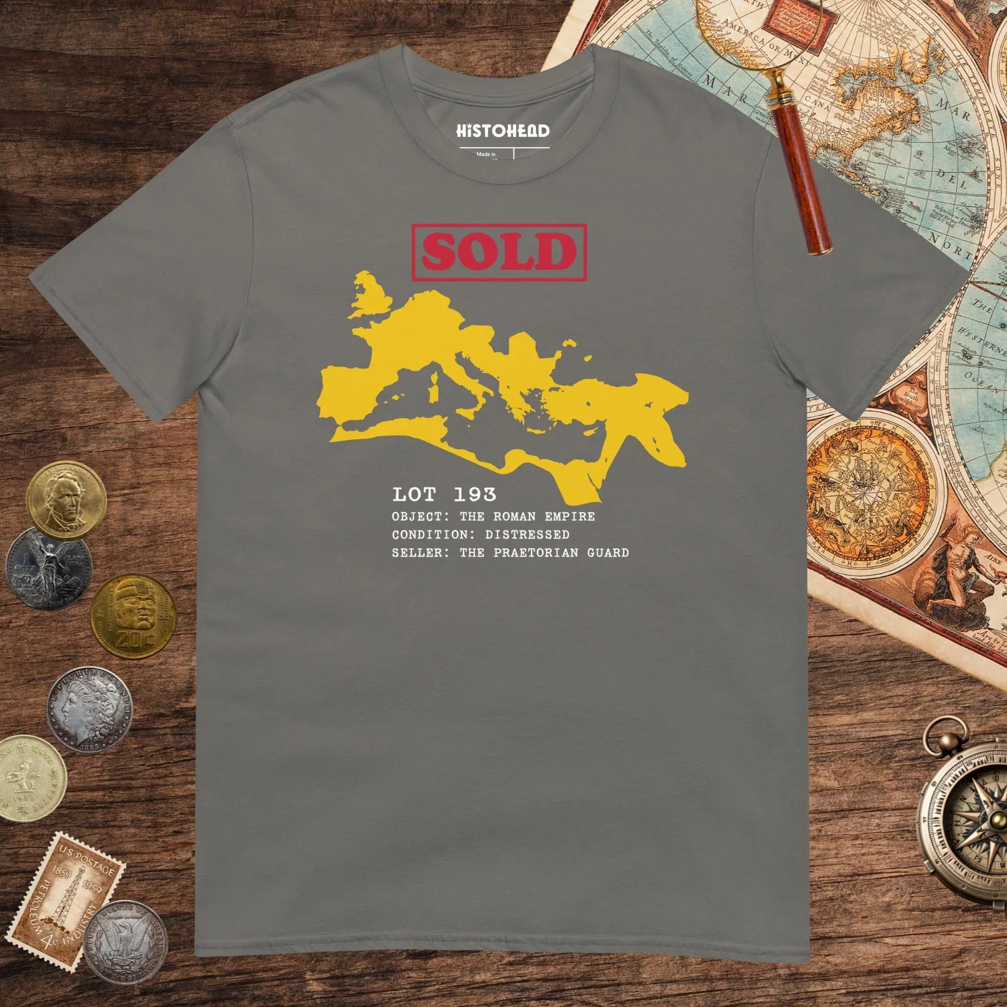 Charcoal Auction of the Roman Empire Tee - history buff gift by HistoHead