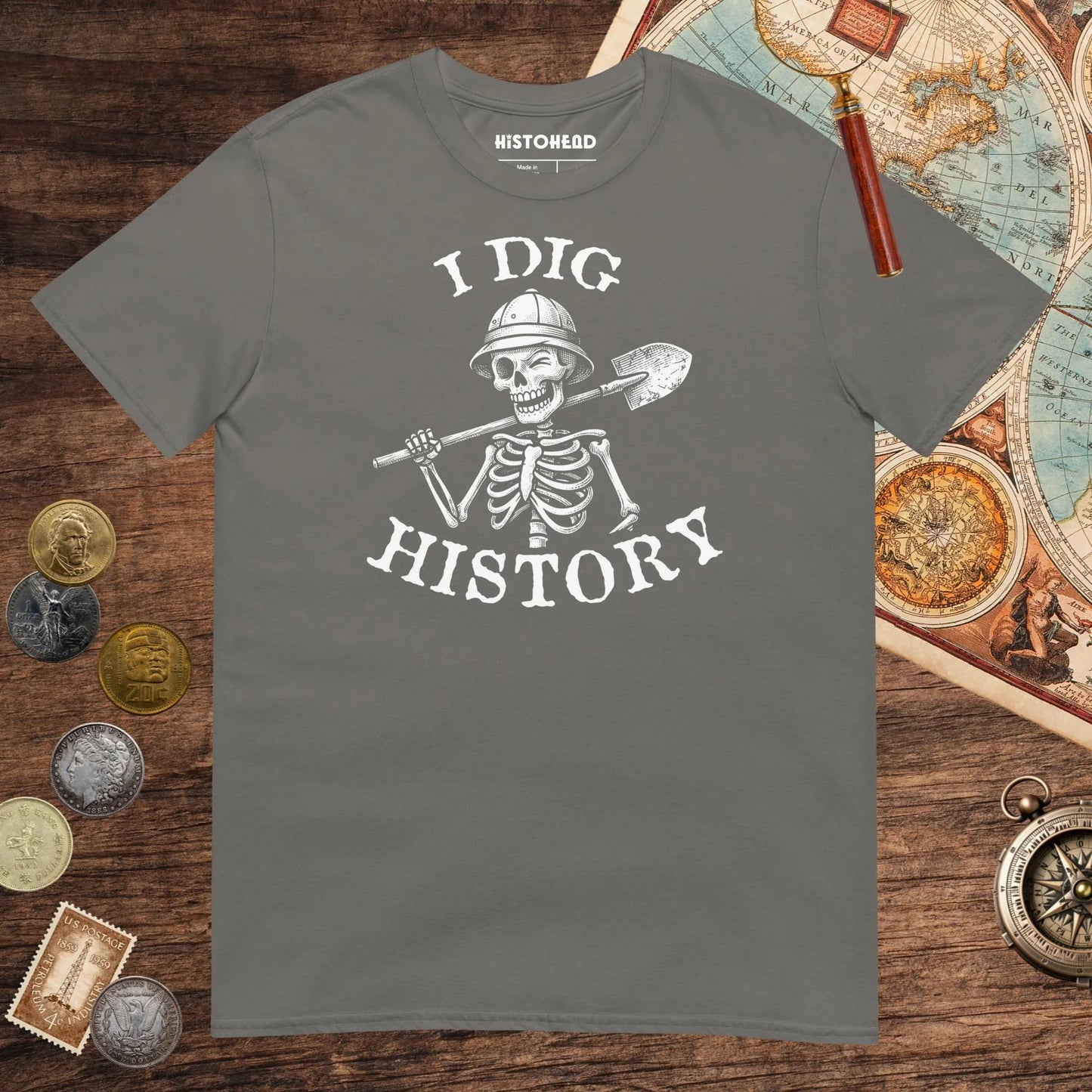 Charcoal I Dig History Tee - history buff gift by HistoHead