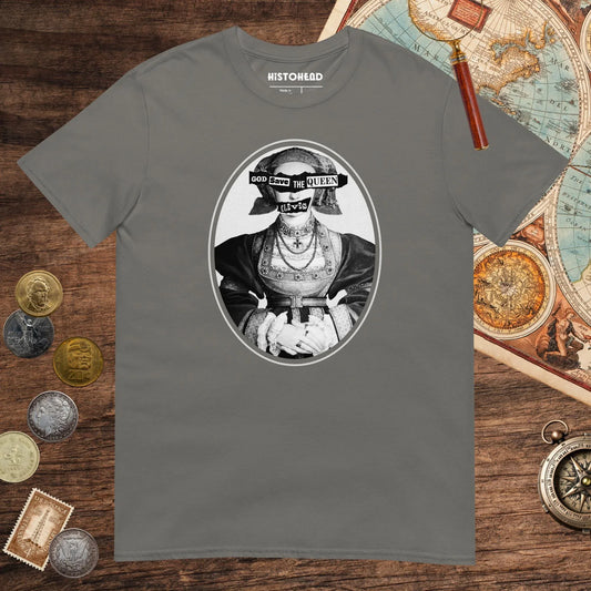 Charcoal God Save the Queen Anne of Cleves Tee - history buff gift by HistoHead