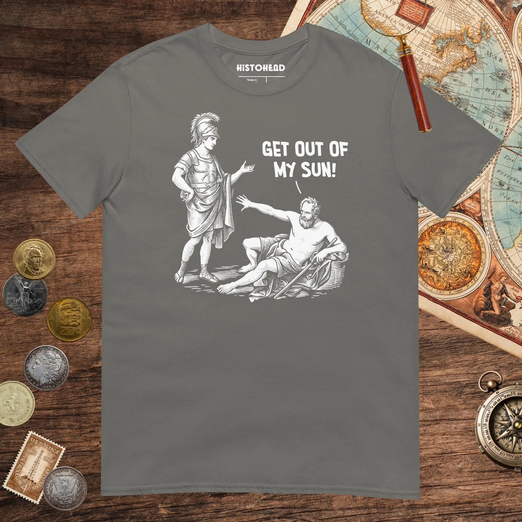 Charcoal Diogenes: Get Out of My Sun Tee - history buff gift by HistoHead