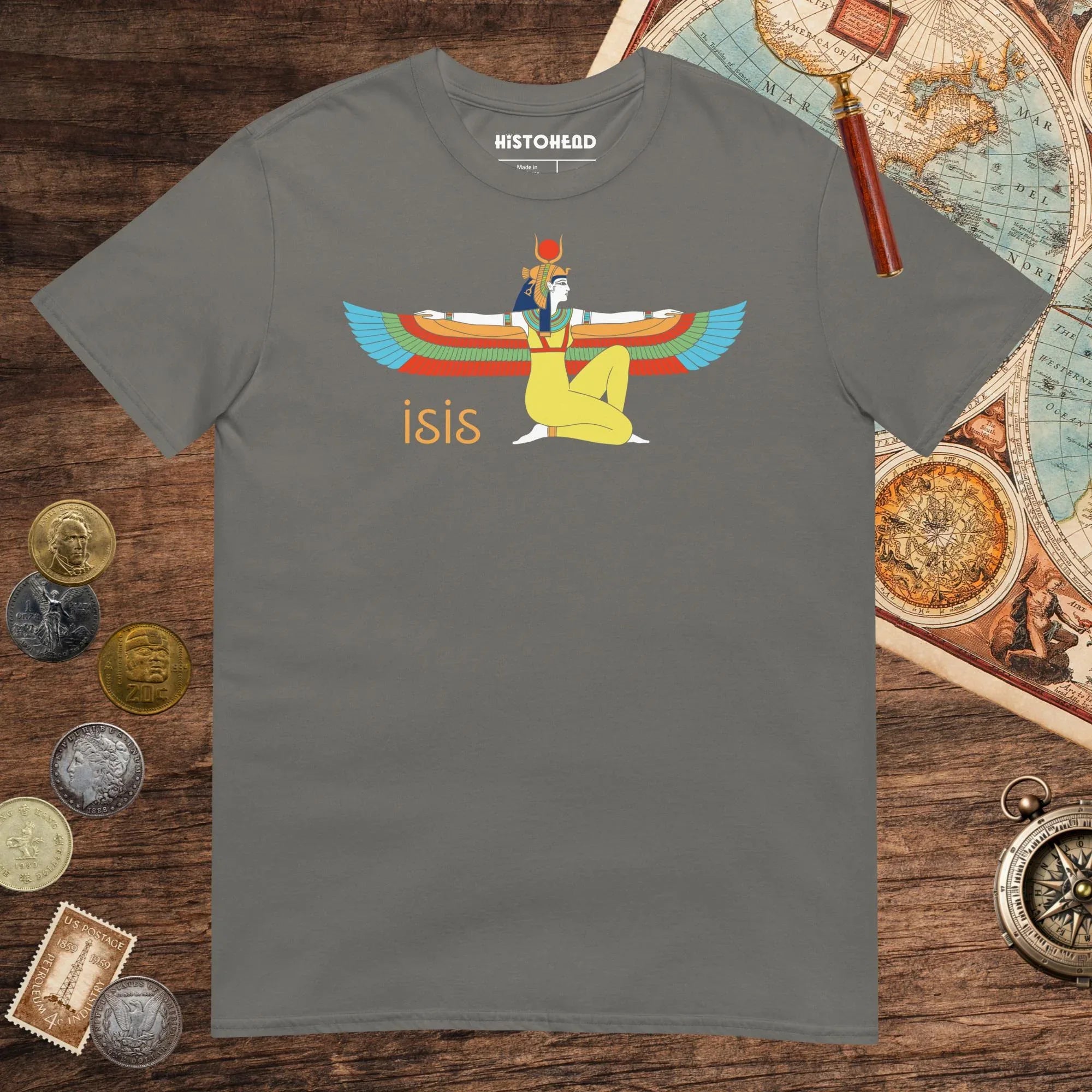 Charcoal Egyptian Goddess Isis Tee - history buff gift by HistoHead