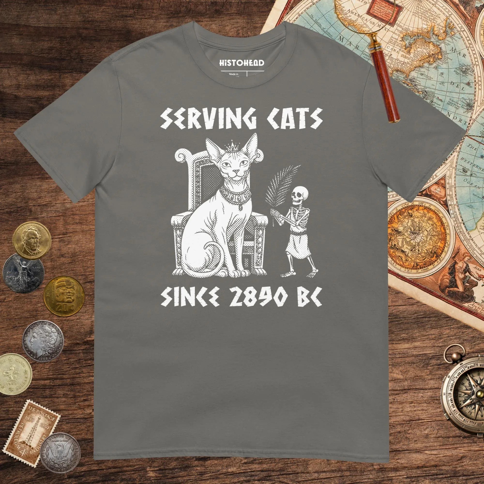 Charcoal Serving Cats Since 2890 BC Tee - history buff gift by HistoHead