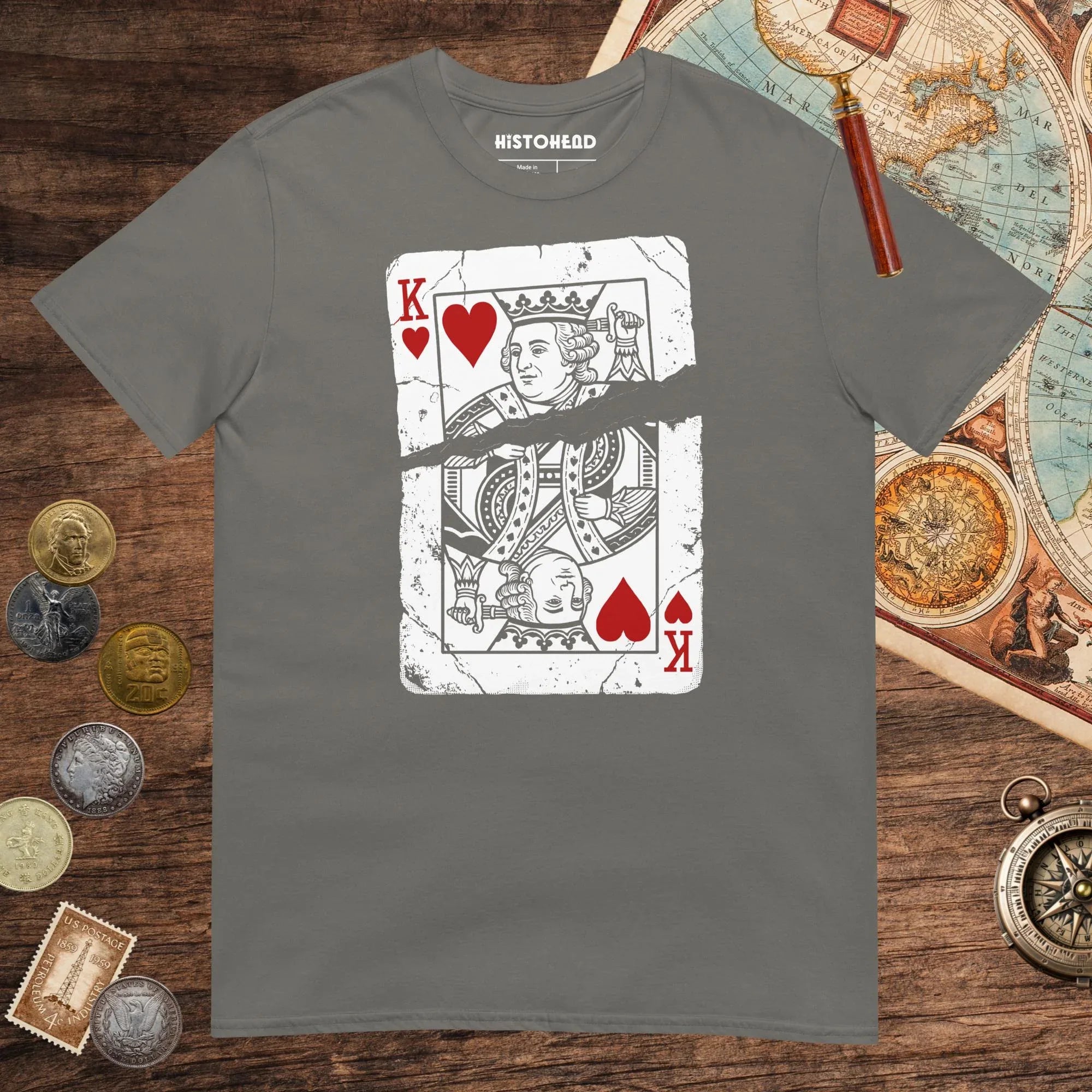 Charcoal Louis XVI Playing Card Tee - history buff gift by HistoHead