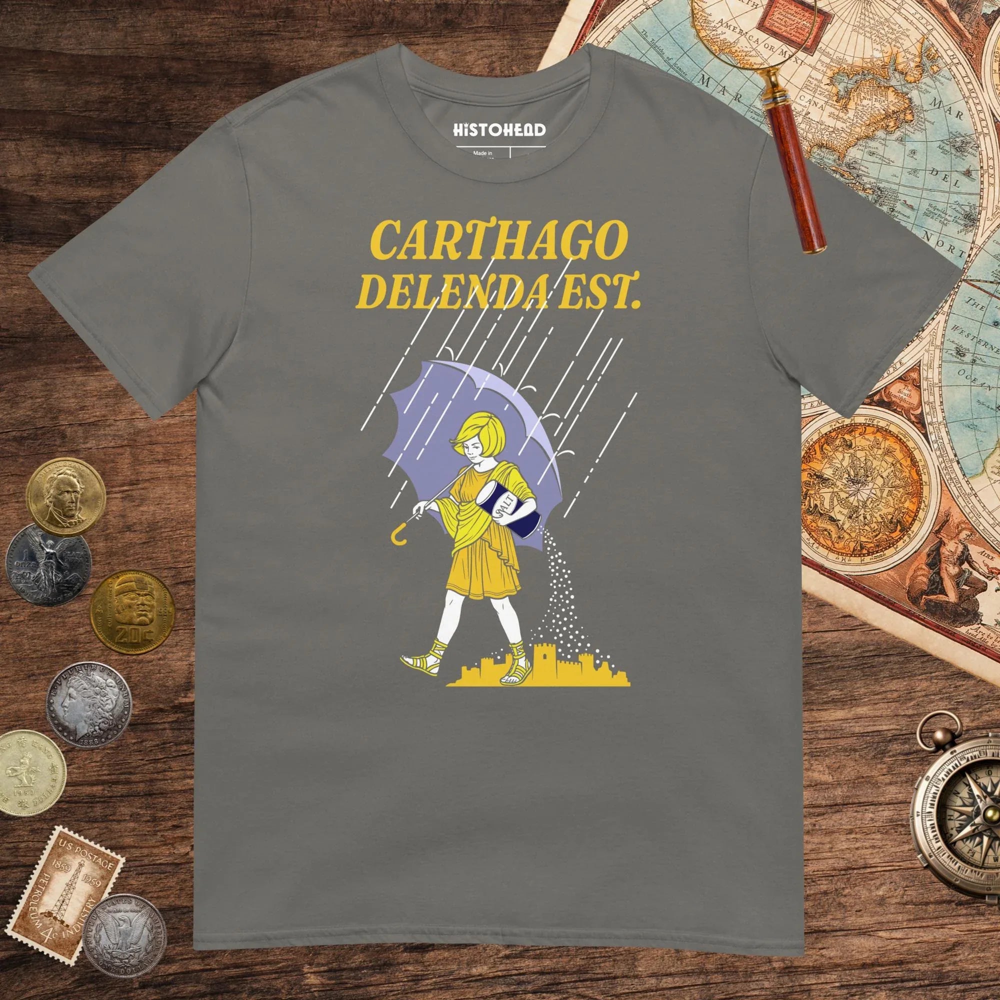 Charcoal Carthago Delenda Est Salt Girl Tee - history buff gift by HistoHead