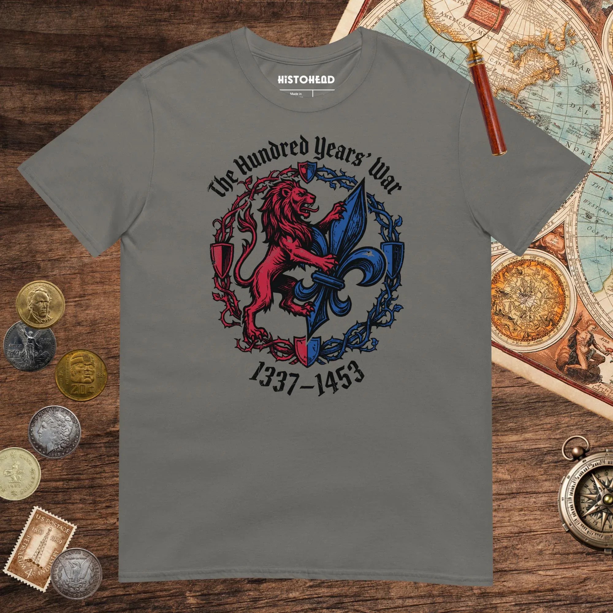 Charcoal The Hundred Years' War Tee - history buff gift by HistoHead
