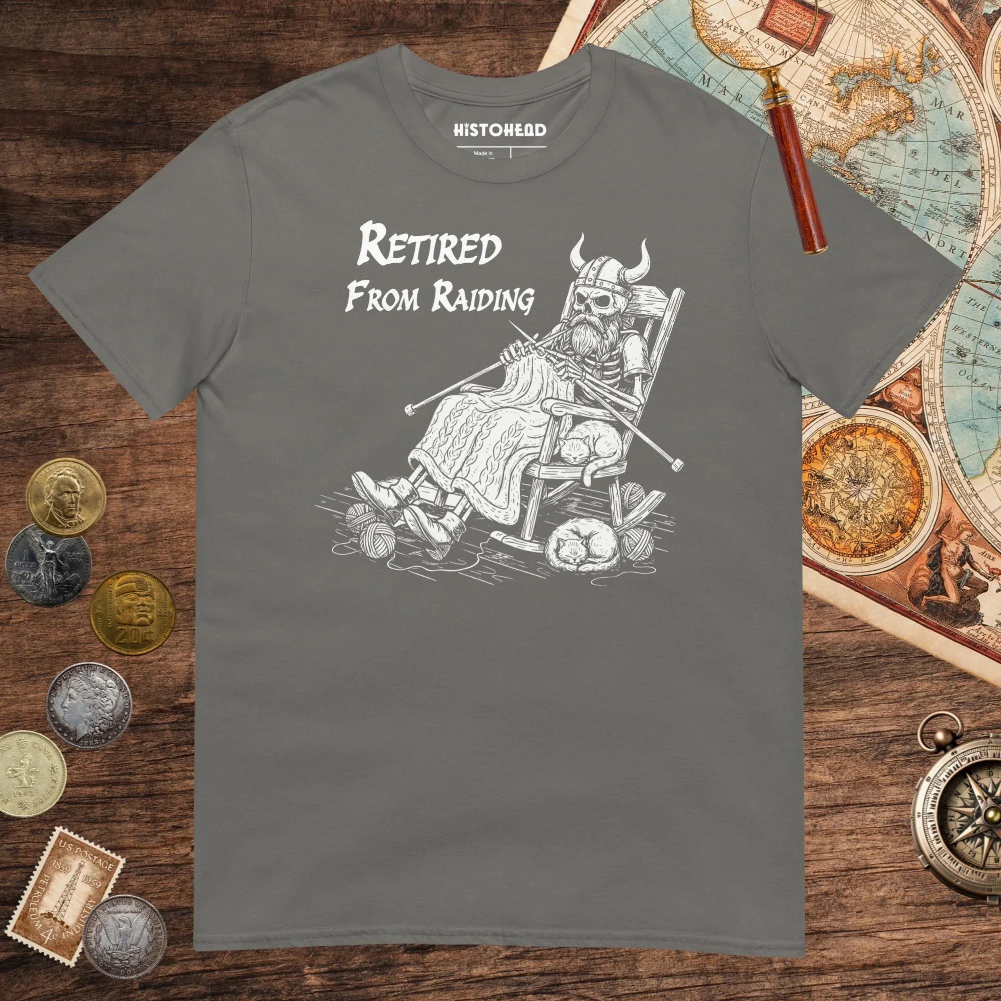 Charcoal Retired From Raiding Tee - history buff gift by HistoHead