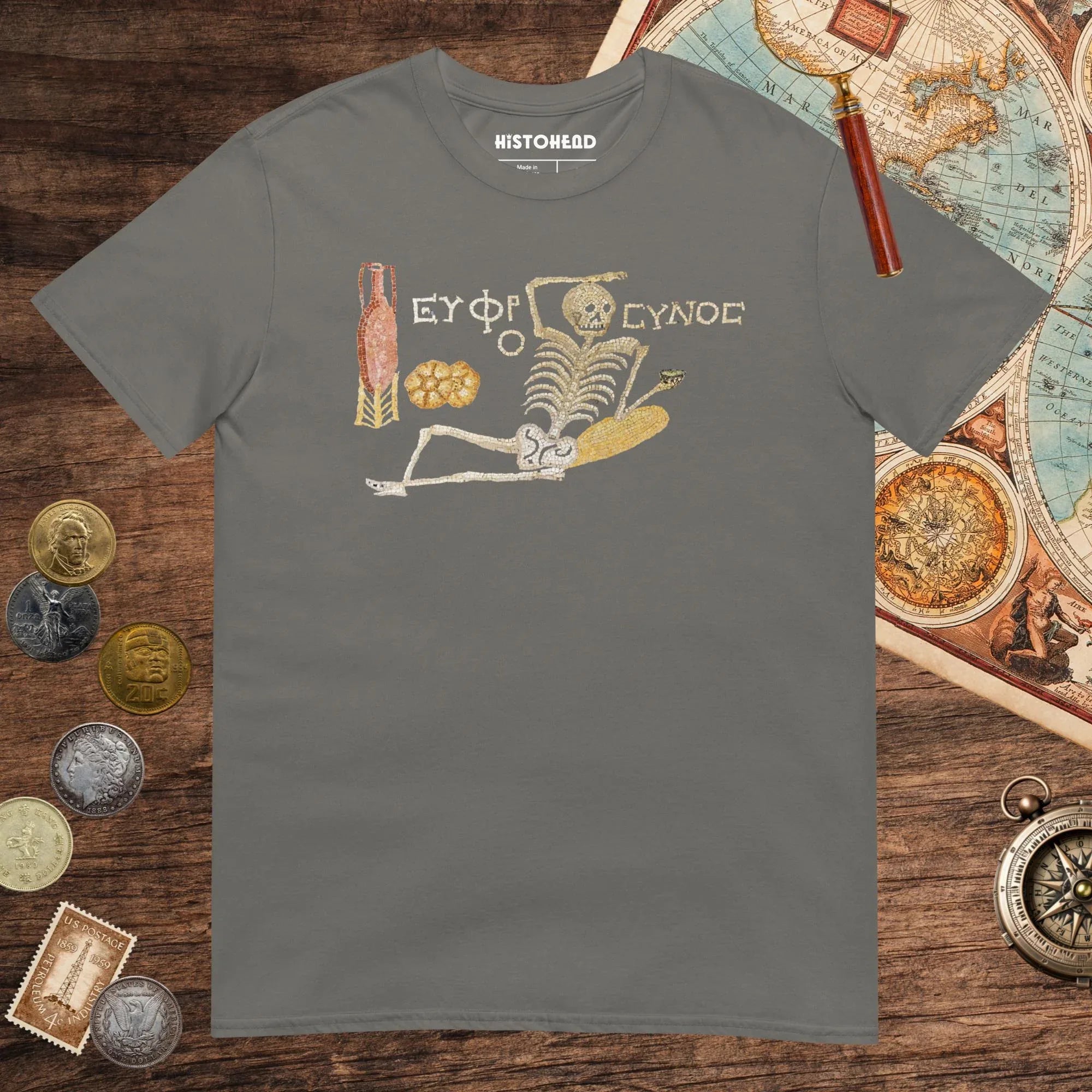 Charcoal Skeleton Mosaic Tee - history buff gift by HistoHead