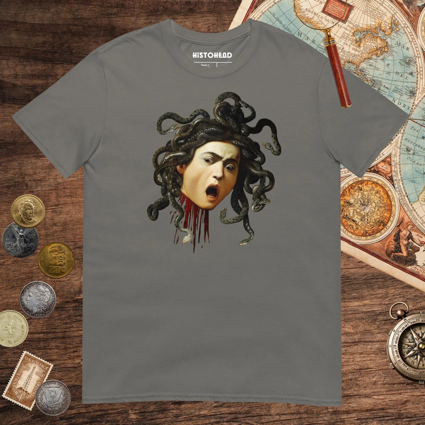 Charcoal Medusa by Caravaggio Tee - history buff gift by HistoHead