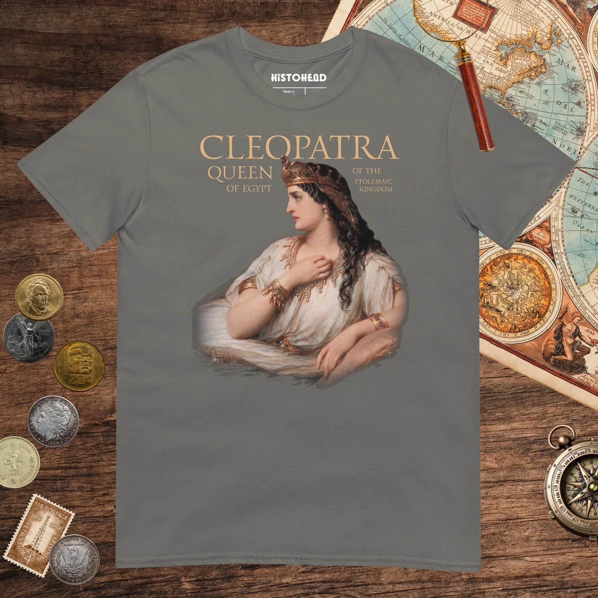Charcoal Cleopatra Queen of Egypt Tee - history buff gift by HistoHead