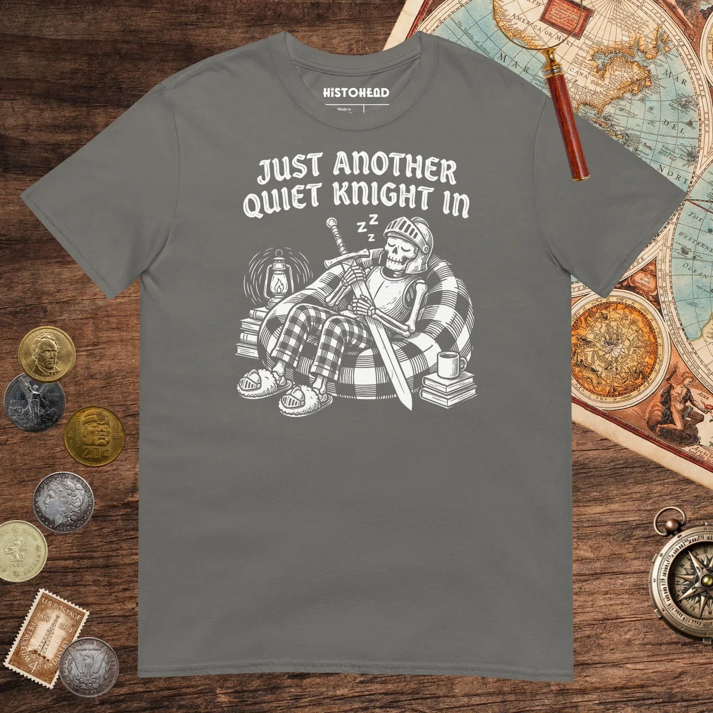 Charcoal Just Another Quiet Knight In Tee - history buff gift by HistoHead