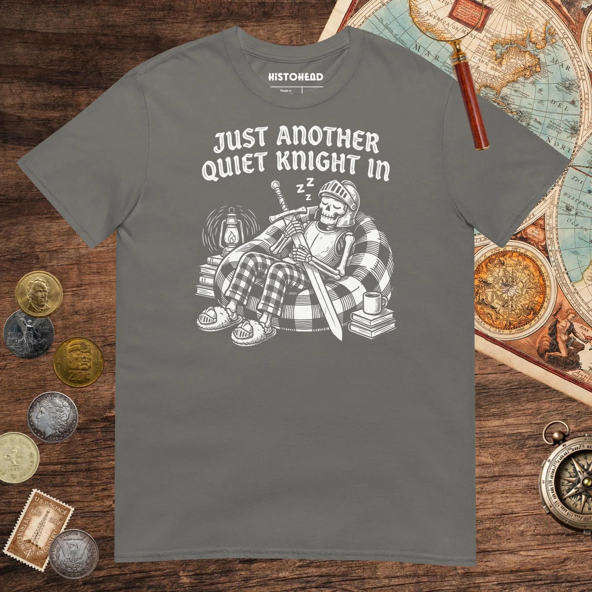 Charcoal Just Another Quiet Knight In Tee - history buff gift by HistoHead
