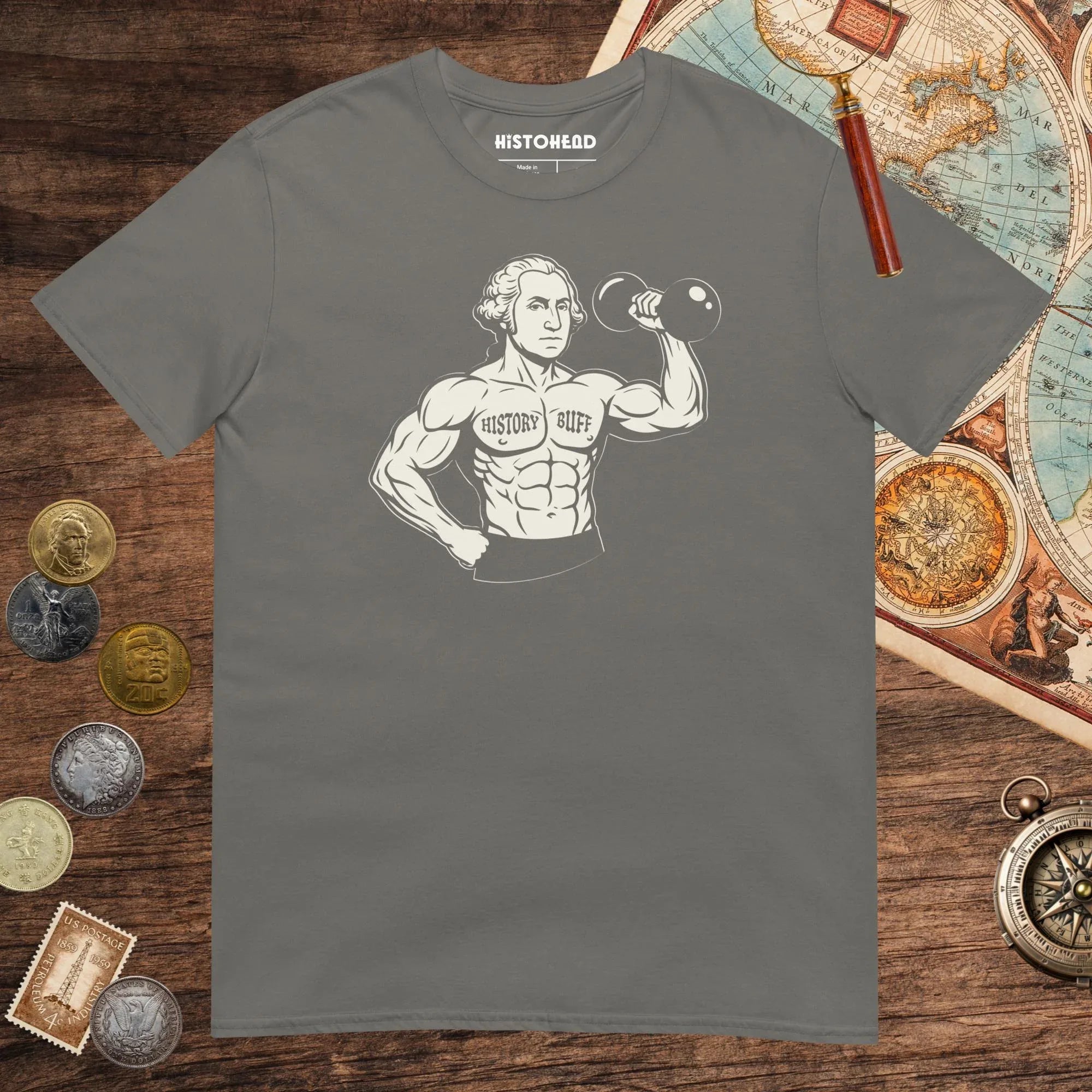 Charcoal Washington History Buff Tee - history buff gift by HistoHead